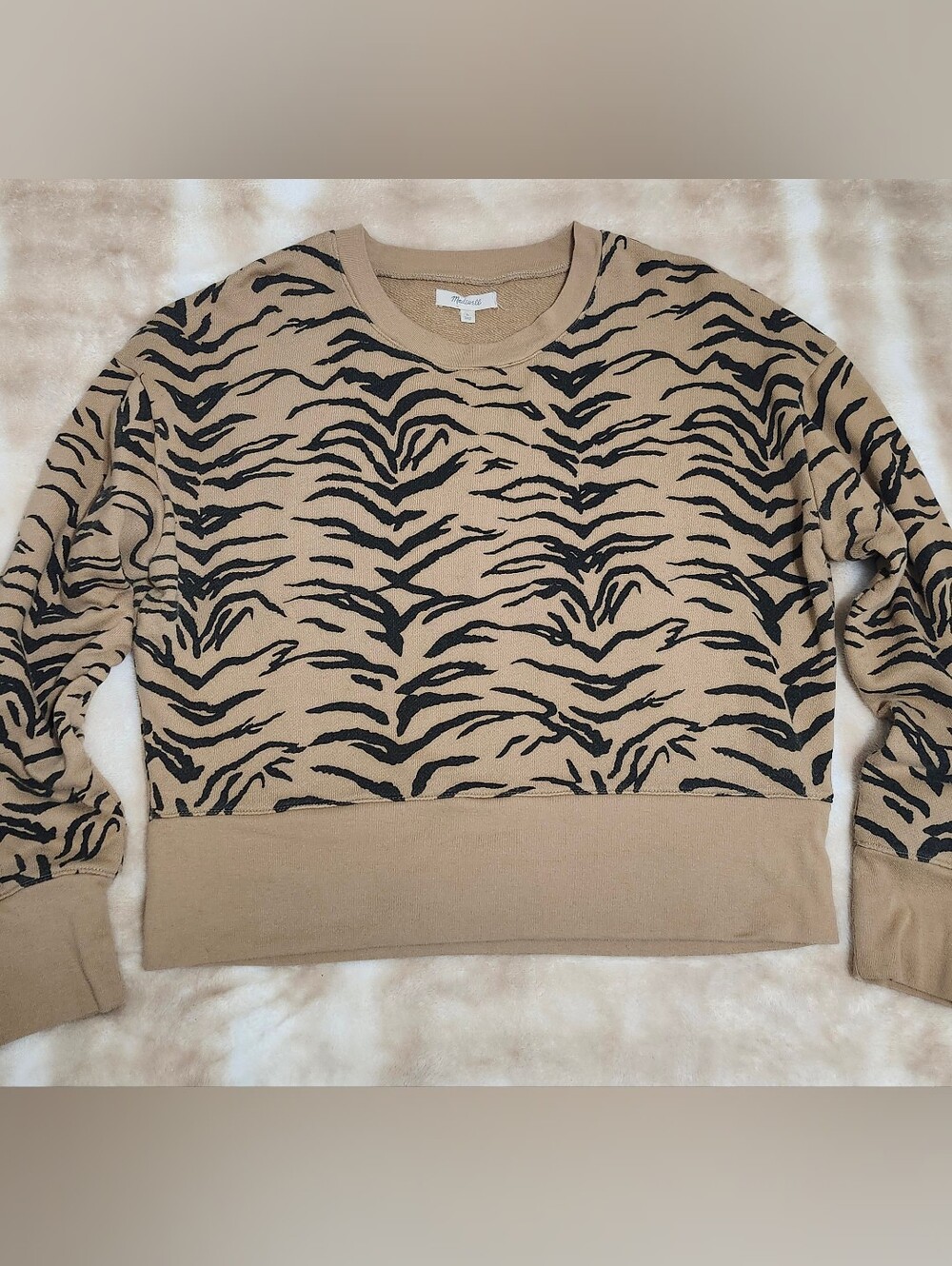 Madewell Tiger Stripe Crop Sweatshirt Animal Print Sweater